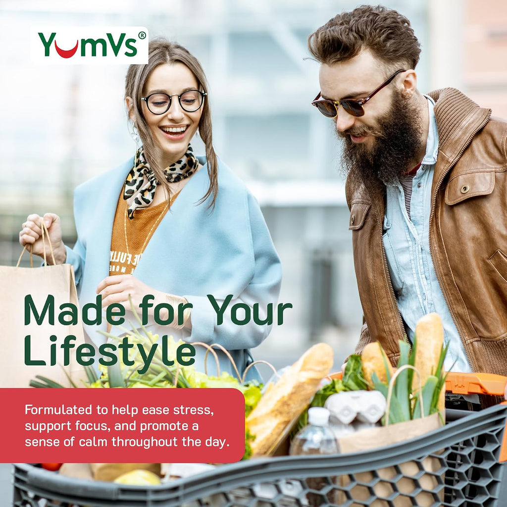 YumV's De-Stress Gummies con GABA, L-Teanina y Melisa - Sabor a Frutos del Bosque - Gominolas Calmantes para Adultos y Adolescentes - 42 unidades