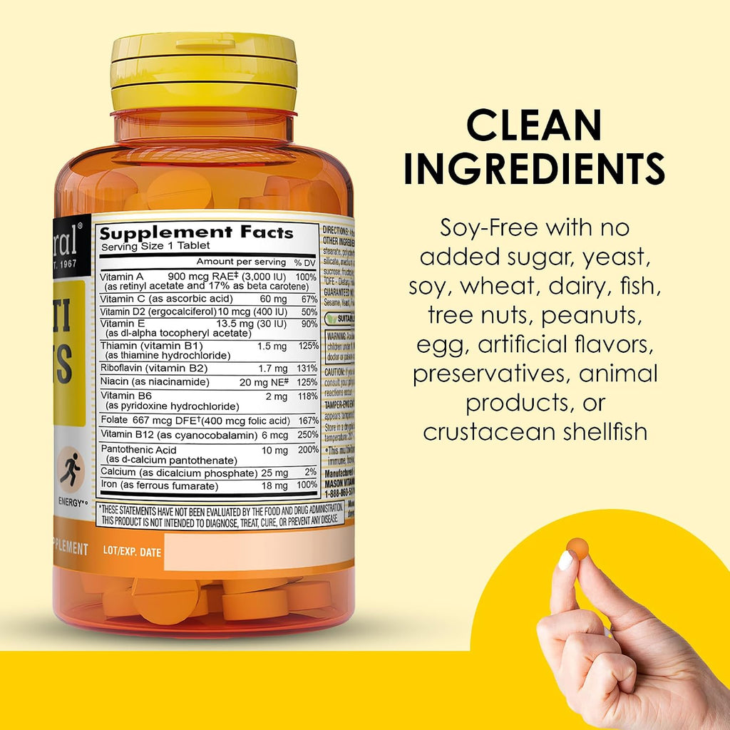 MASON NATURAL Mini Multivitamin with Iron, Gluten-Free, 100-Day Supply