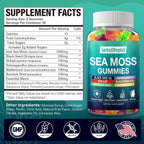 Sea Moss Gummies con Ashwagandha, Bladderwrack y Burdock Root - 60 Gominolas Veganas (2 Envases)