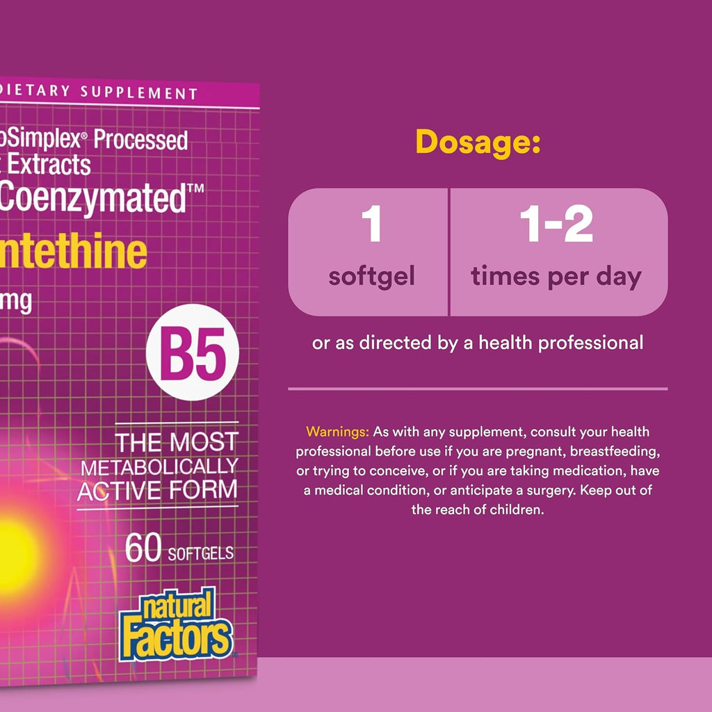 Natural Factors BioCoenzymated Pantethine - 60 Cápsulas Blandas