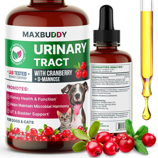 MaxBuddy Gotas para el Cuidado Urinario de Perros y Gatos - Apoyo para Riñón y Vejiga