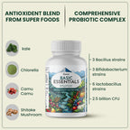 OPTIVIDA Multivitamínico Orgánico de Alimentos Integrales para Hombres y Mujeres (1 Mes) con Probióticos y Mezcla Antioxidante | Sin OGM