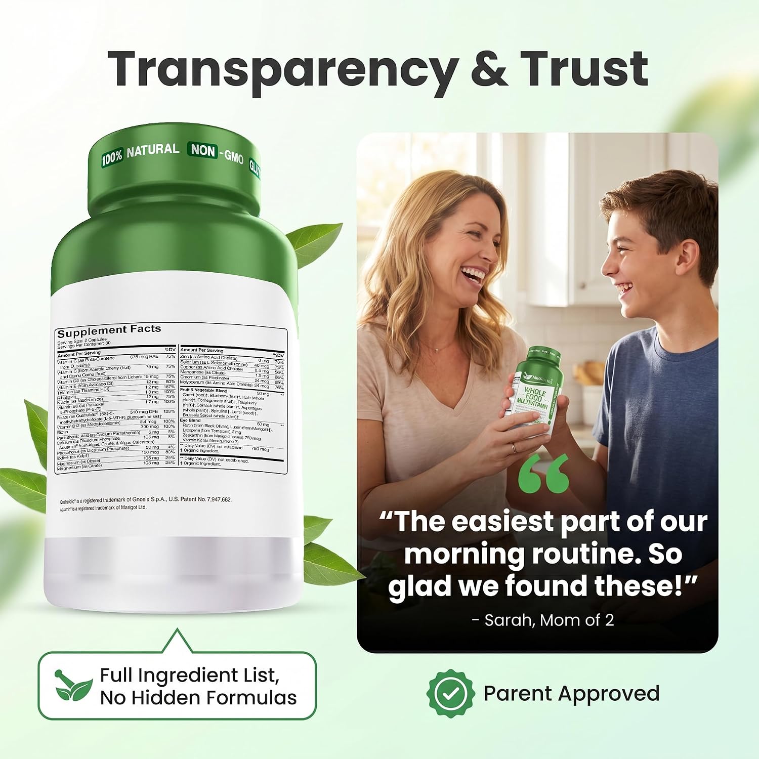 Herbtonics Whole Food Teen Vitamins - Multivitamínico para Adolescentes 12-18 Años - 60 Cápsulas Veganas