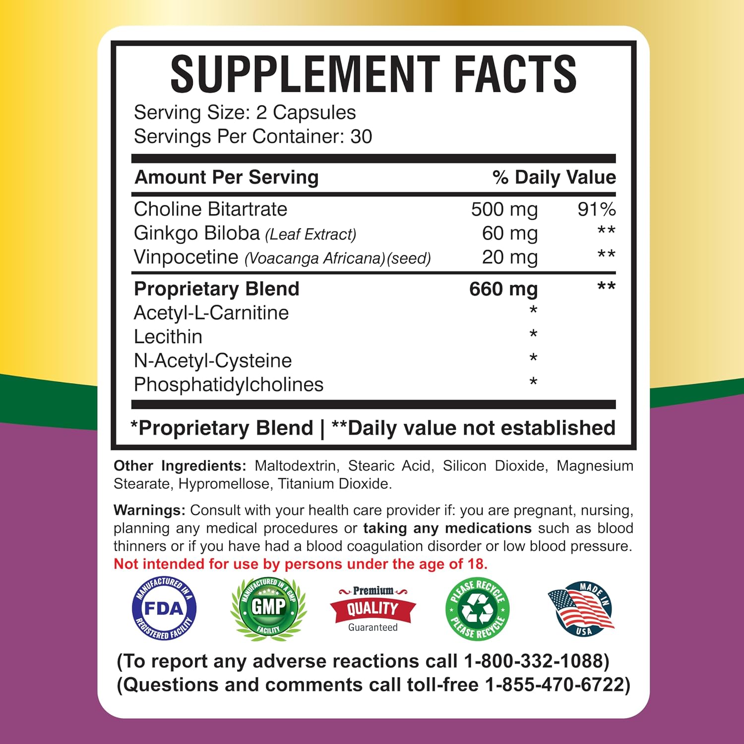 America Medic & Science Cavintona Advanced Supplement – Vinpocetina 20mg – 60 Cápsulas