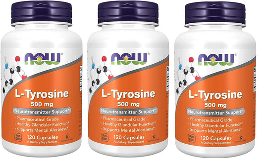 L-Tyrosine 500 mg 120 Cápsulas (Pack de 3) - NOW Foods