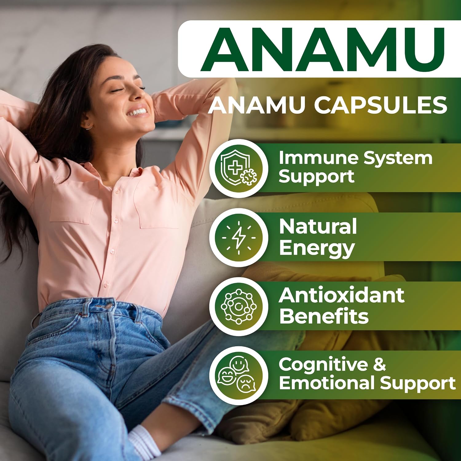 Anamu Orgánico 450 mg - Raíz de Petiveria Alliacea - 100 Cápsulas - Hallusa Natural