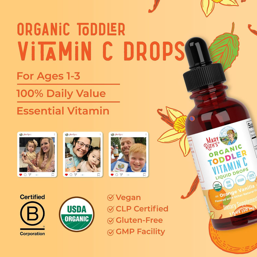 MaryRuth's Gotas Orgánicas de Vitamina C para Niños Pequeños (1-3 Años) – 15 mg por dosis – 30 dosis