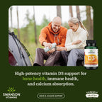 Swanson Vitamina D3 5000 UI - 125 mcg de Colecalciferol (250 Cápsulas Blandas)