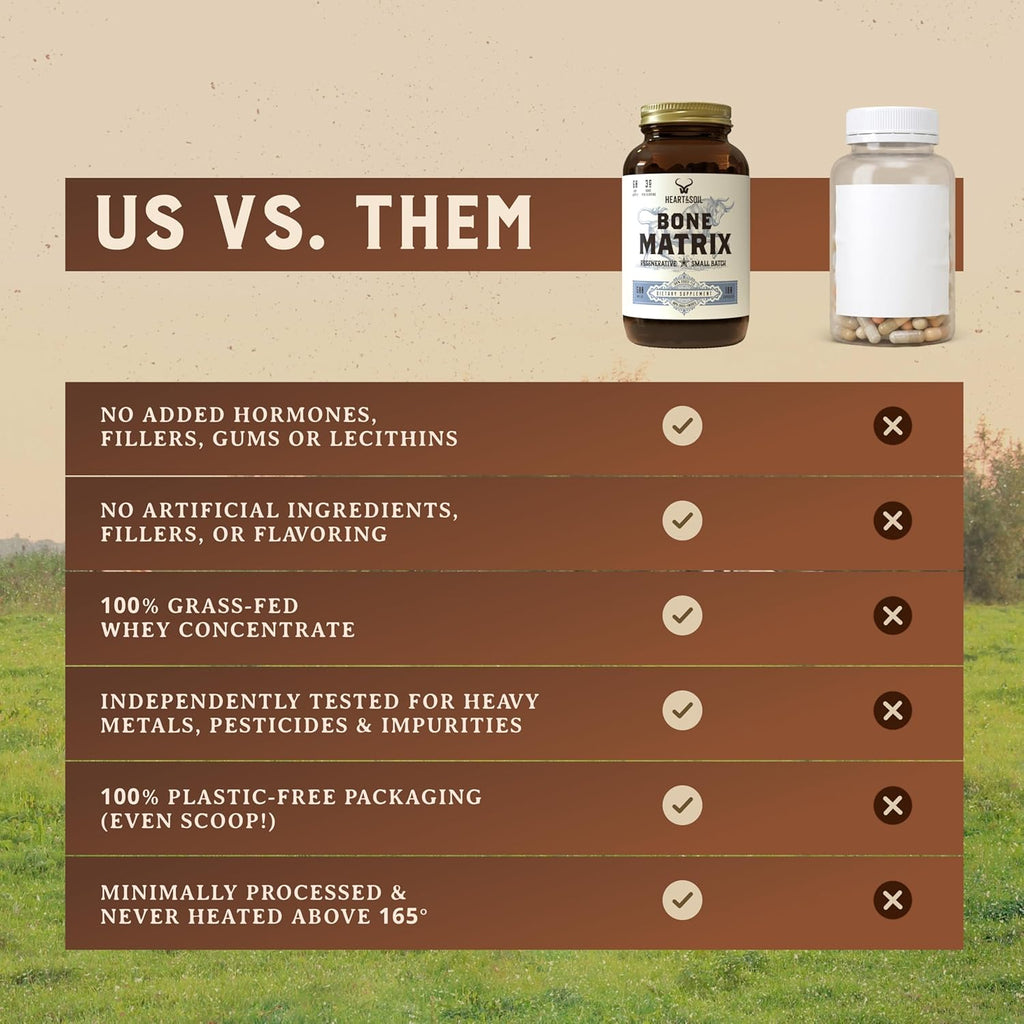 HEART & SOIL Grass Fed Bone Matrix — Matriz Ósea de Pasto 180 Cápsulas