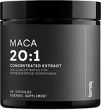 Toniiq Maca Root Extracto 20:1 - Complejo de Maca Negra, Roja y Amarilla - Alta Potencia - 90 Cápsulas