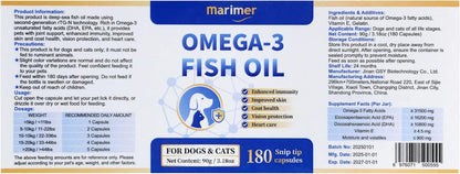MARIMER Omega-3 Fish Oil for Dogs & Cats, Snip Tips Softgels, 180 Count