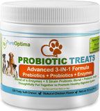PureOptima Probióticos para Perros, Masticables con Enzimas Digestivas y Prebióticos, 120 Unidades