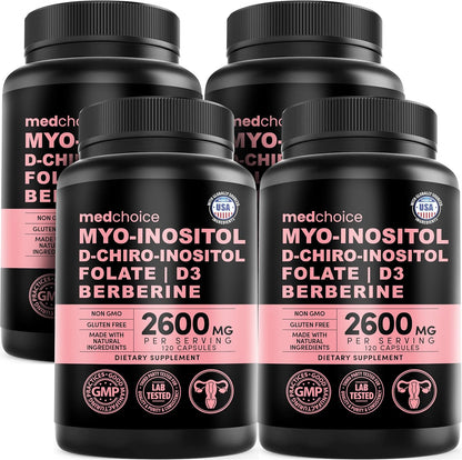 14-en-1 Complex Inositol para Mujeres – 40:1 Myo & D-Chiro Inositol con Folato, Vitamina D3, Zinc, Magnesio y Botánicos (120 Cápsulas)