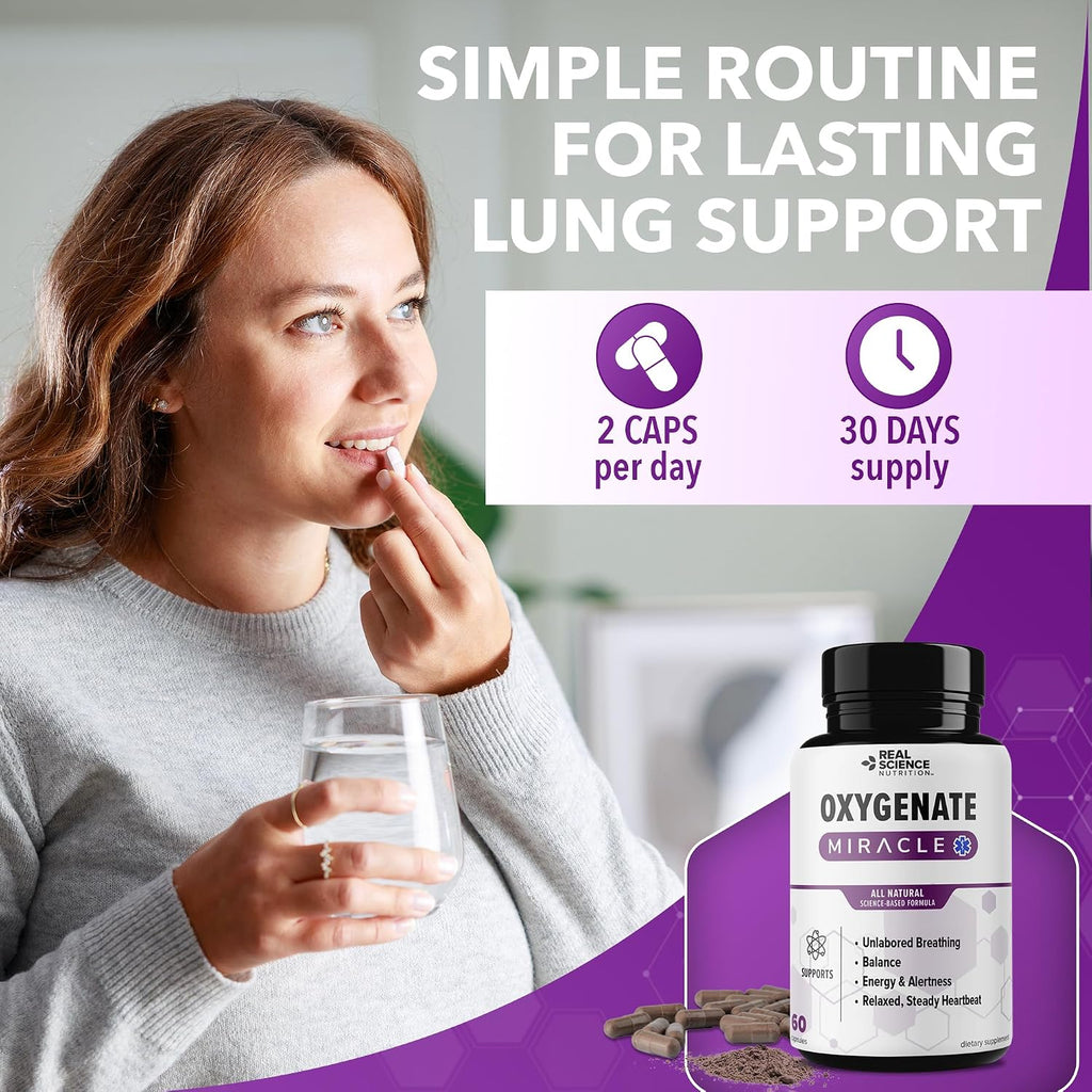 Real Science Oxygenate Miracle – Apoyo Respiratorio y Circulatorio Diario, 60 Cápsulas