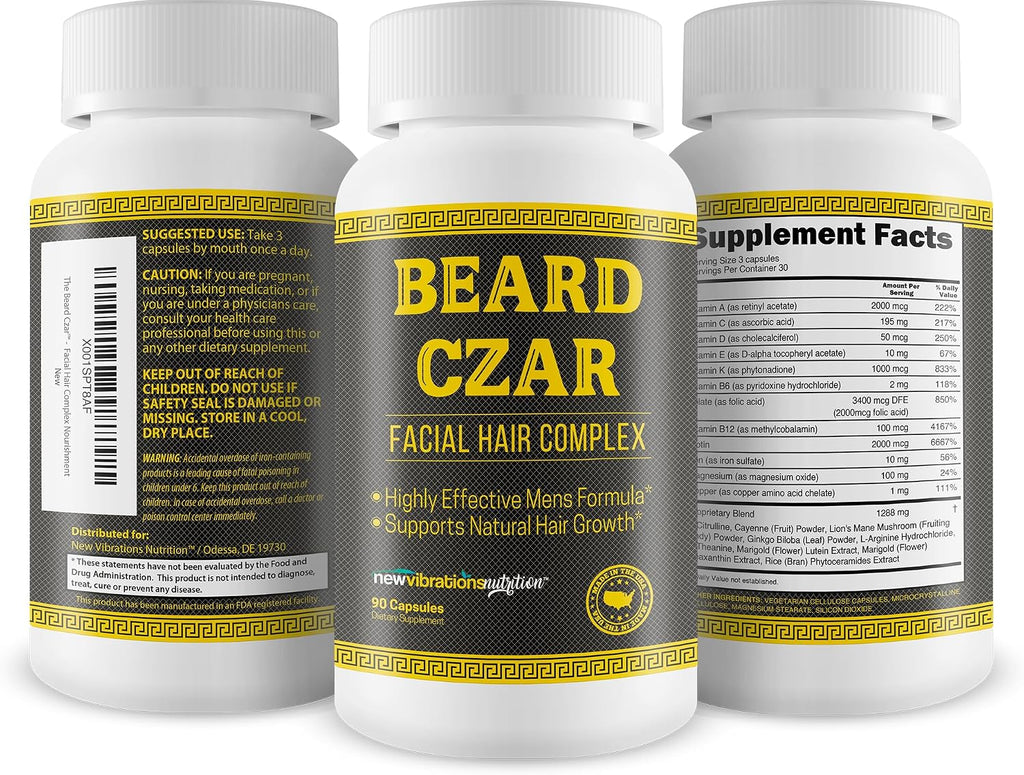 The Beard Czar - Complexo Facial para Barba, Fórmula Masculina, 60 Cápsulas