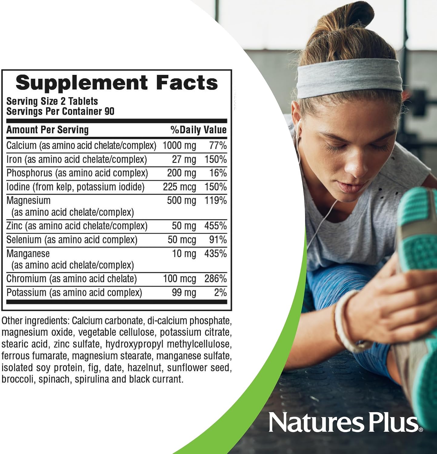 NaturesPlus Ultra-Mins - Complejo Multimineral con Calcio, Hierro, Magnesio y Zinc - 180 Comprimidos (Paquete de 2)