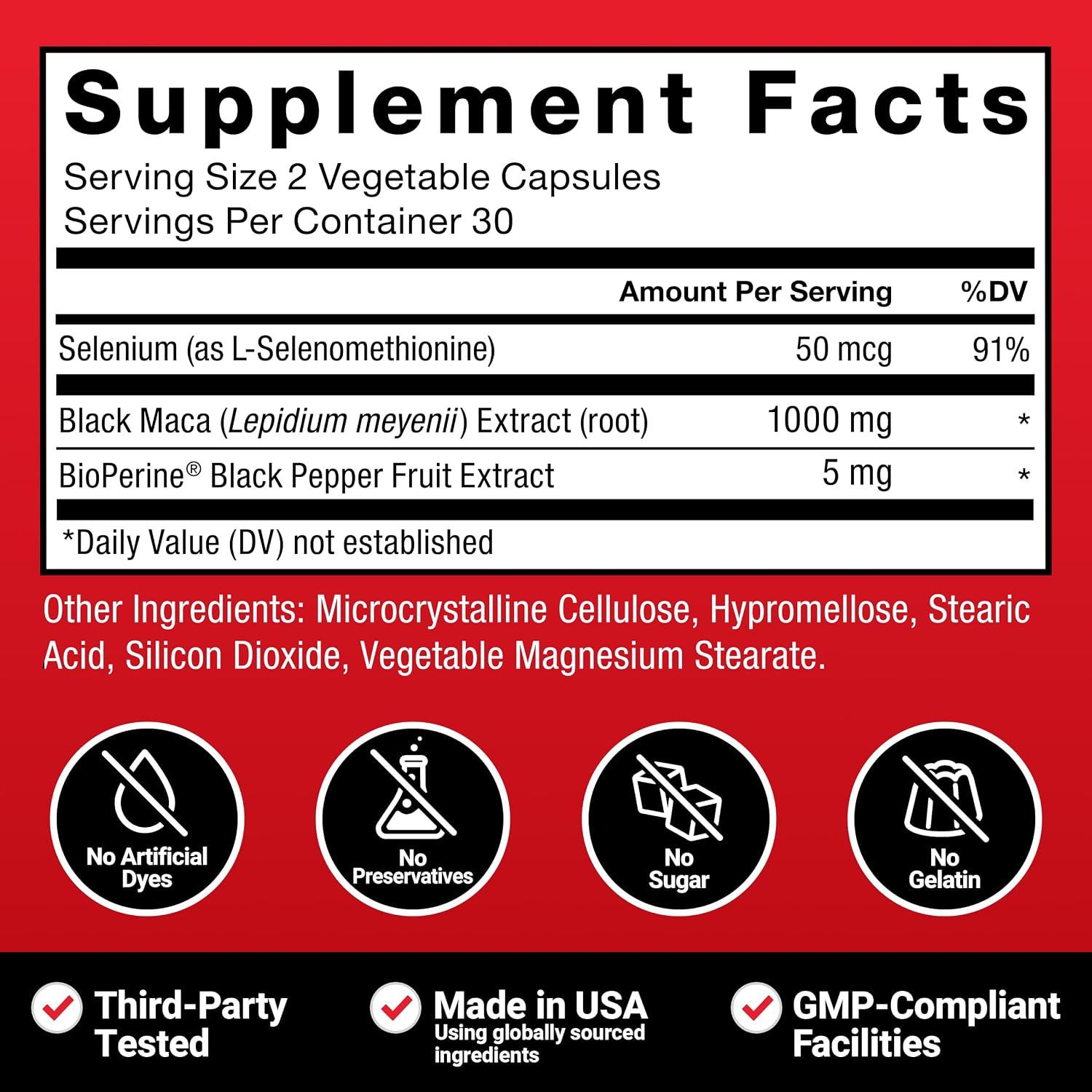 Force Factor Black Maca Root Suplemento para Hombres, 1000mg Maca Negra con BioPerine, 180 Cápsulas (3 Envases)