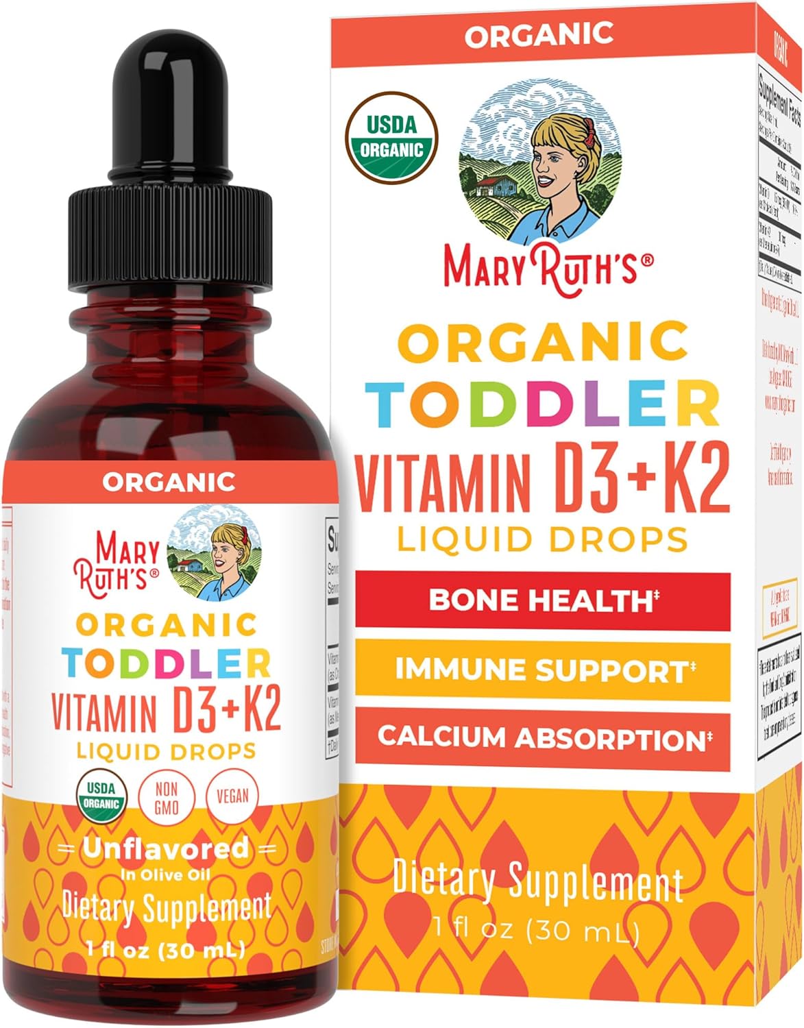 MaryRuth's Organics Gotas de Vitamina D3 y K2 para Niños Pequeños - 30 ml