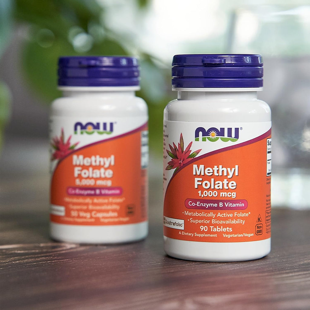 NOW Foods, Metilfolato 5000 mcg, Biodisponibilidad Superior, 50 Cápsulas Veganas