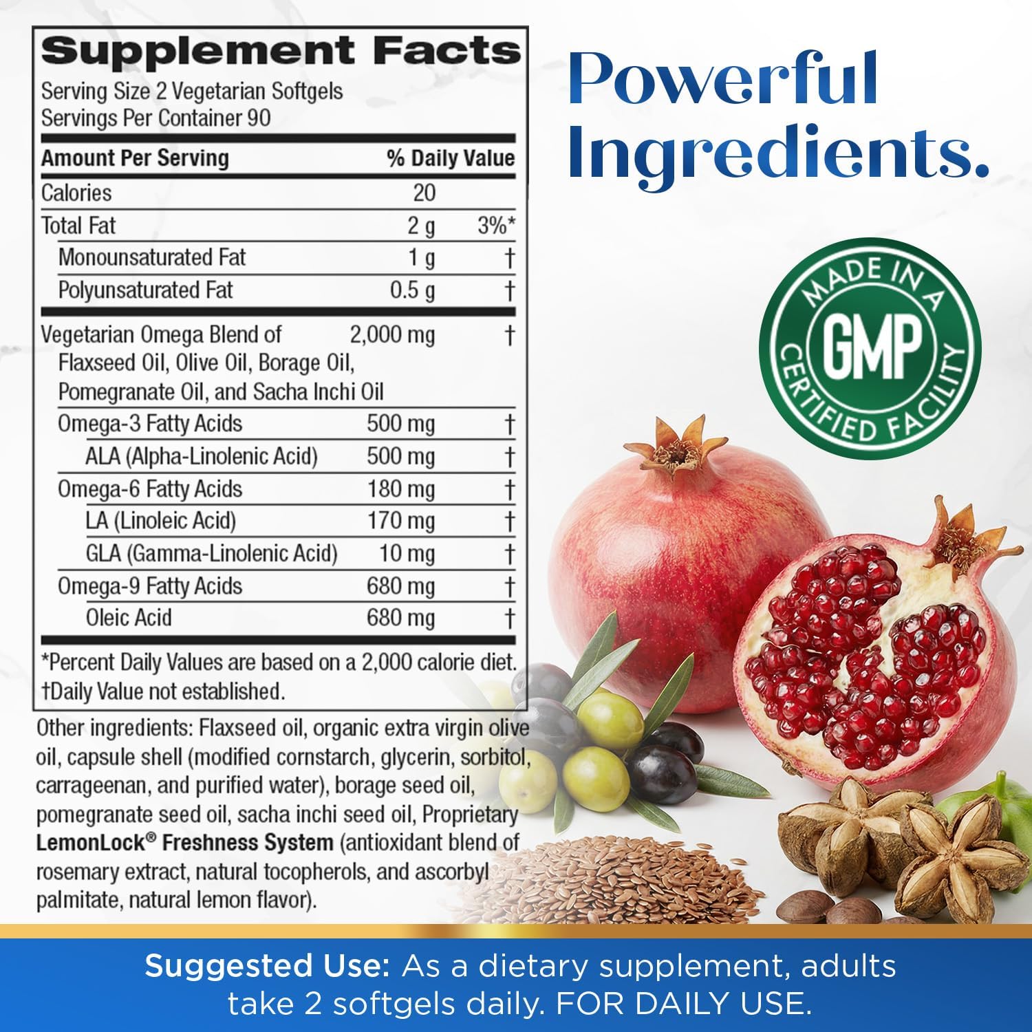 Purity Products Omega 3-6-9 Vegano - Complejo 5 en 1 de Ácidos Grasos Esenciales - 180 Cápsulas Blandas