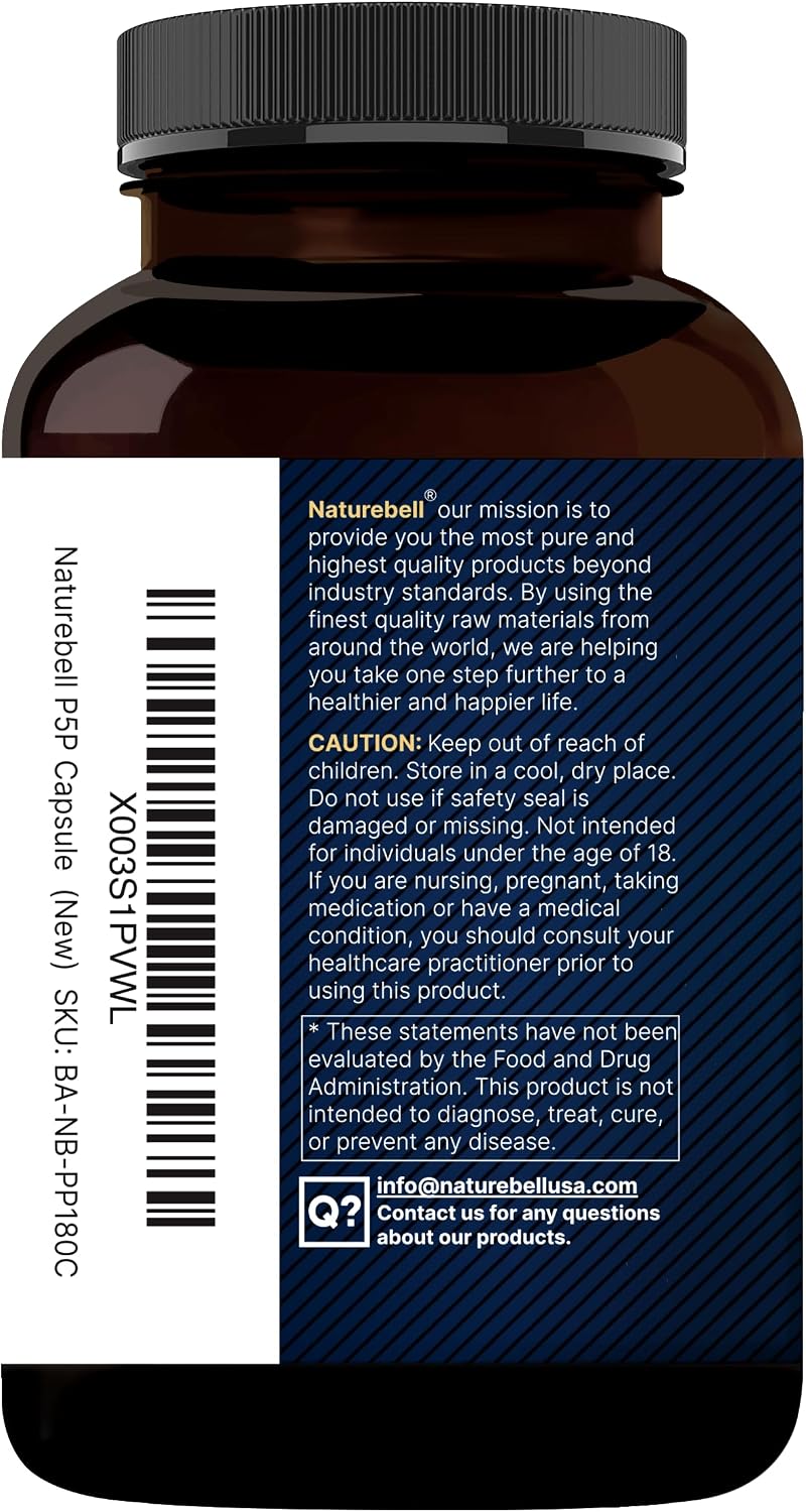 NatureBell P5P Vitamina B6 100mg por dosis, 240 Cápsulas - Piridoxal-5-Fosfato Activado
