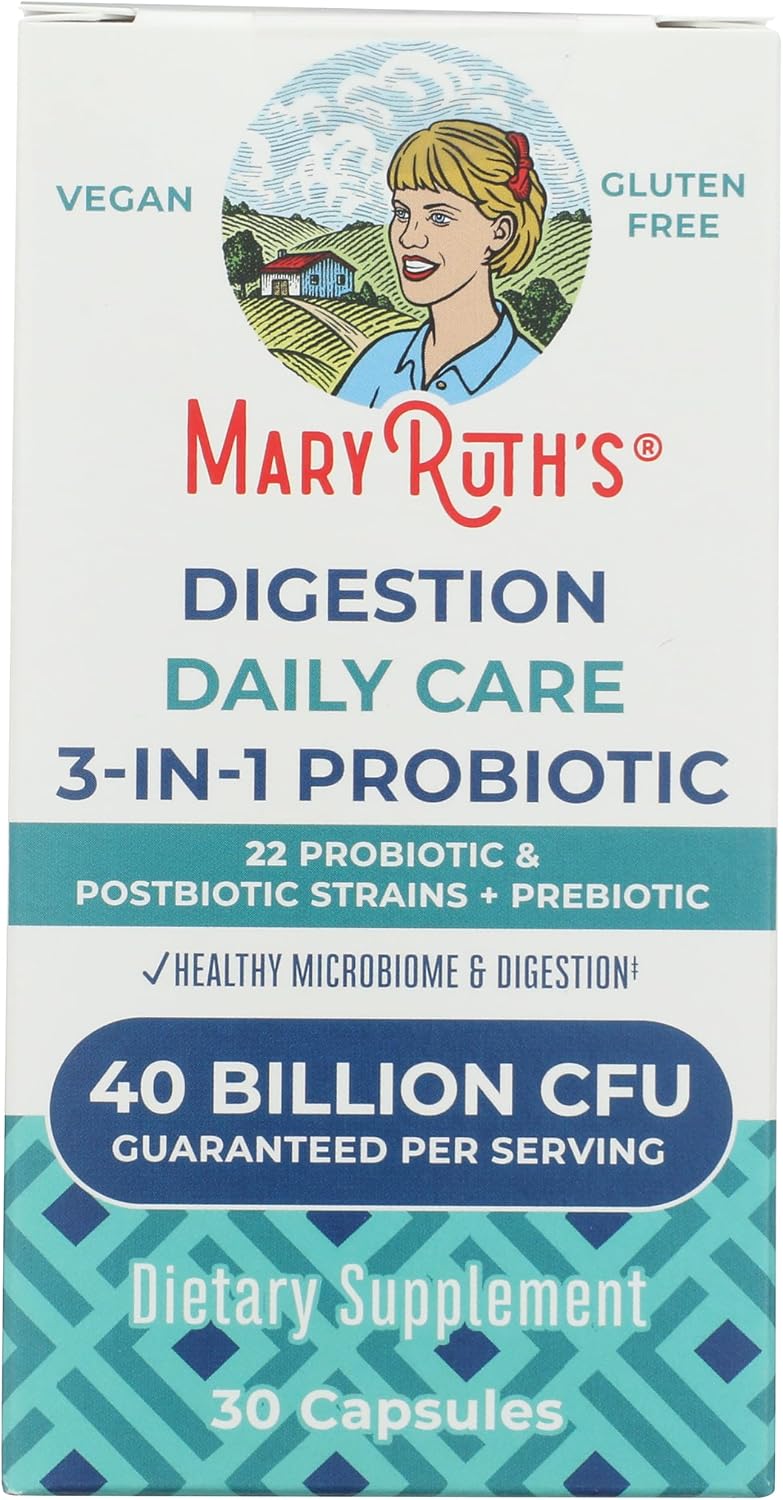 MaryRuth Organics Daily Care Digestion 3-in-1 Cápsulas, 40B UFC, 30 ct