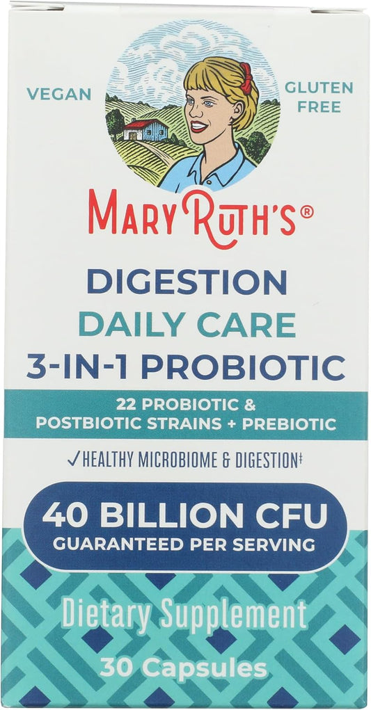 MaryRuth Organics Daily Care Digestion 3-in-1 Cápsulas, 40B UFC, 30 ct