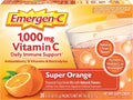Emergen-C 1000 mg Vitamina C en Polvo con Zinc, Manganeso, Vitaminas B y Electrolitos, Sabor Naranja Super, 30 Sobres