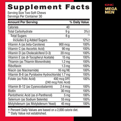 GNC Mega Men Multivitamínico en Gominolas Blandas para Hombres - Sabor Frutas Mixtas - 60 Unidades – Image 8