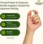 Swanson Vitamina D3 5000 UI - 125 mcg de Colecalciferol (250 Cápsulas Blandas)