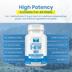 L-Metilfolato 15 mg, 120 cápsulas - Metilfolato altamente biodisponible, complemento alimenticio para ayudar al estado de ánimo y al sistema inmunológico