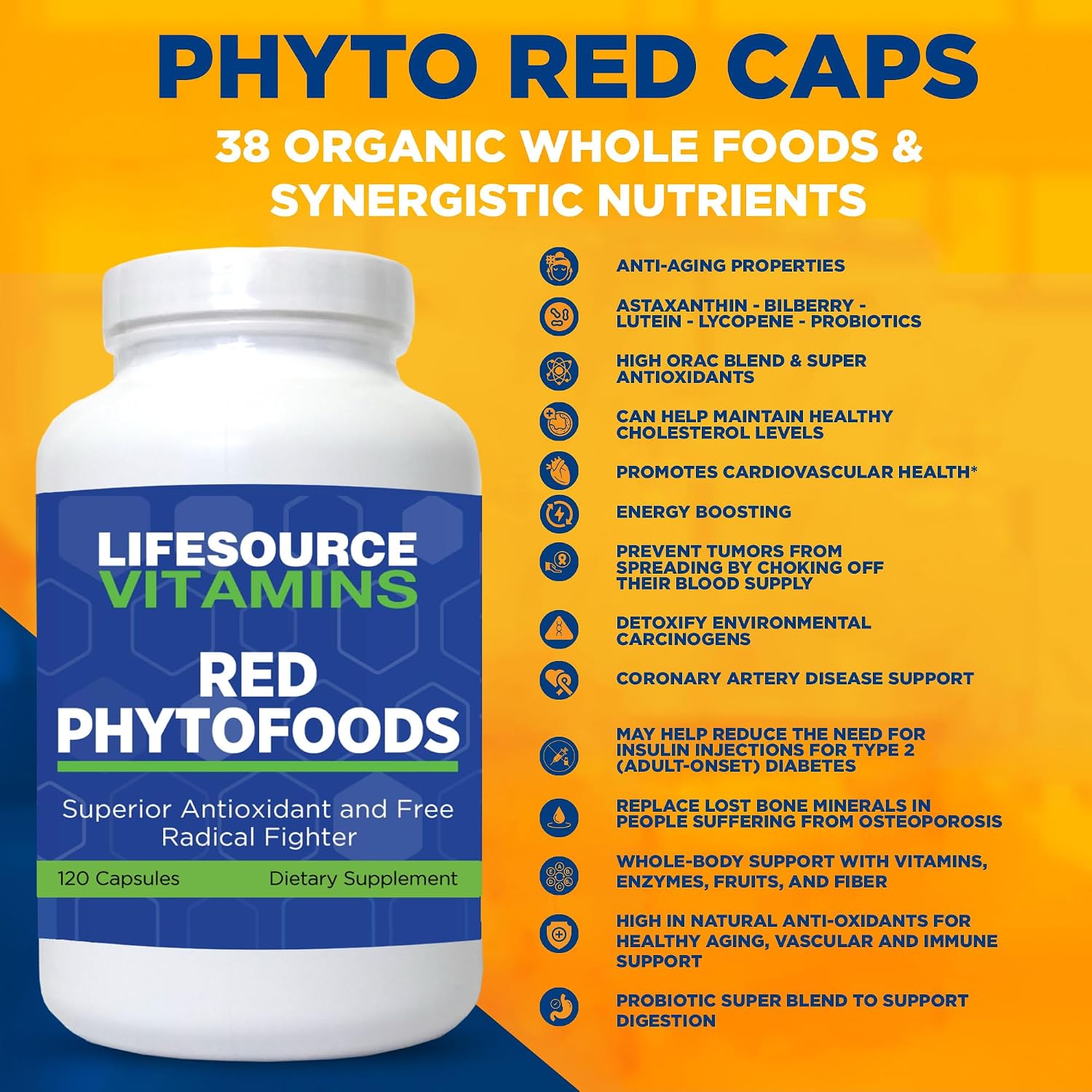 LifeSource Vitamins Red Phyto Foods - 38 Ingredientes Sinérgicos - Superalimento Antioxidante