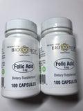 Ácido Fólico 5 mg, 100 Cápsulas (Paquete de 2) - BioTech Pharmacal