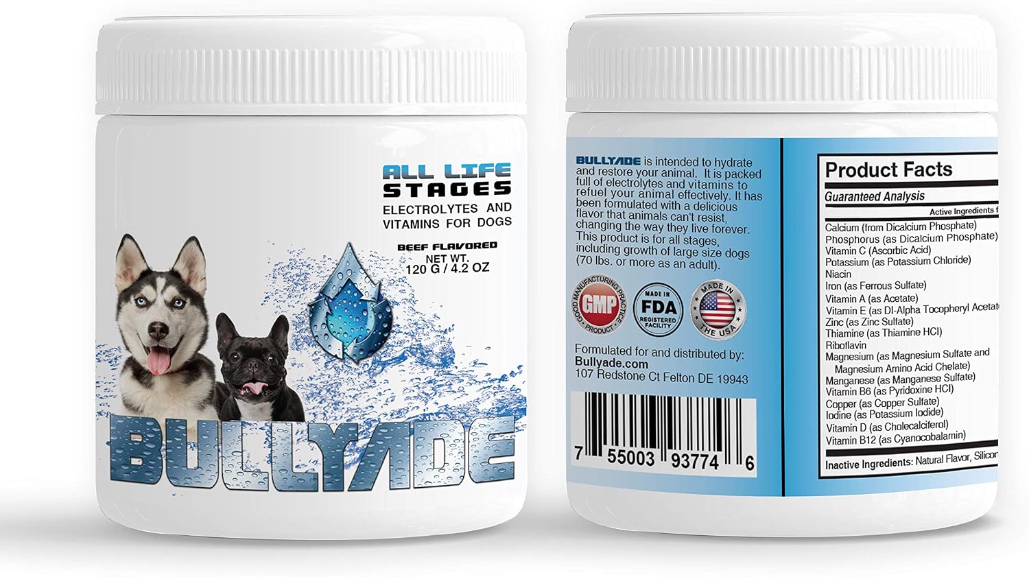 Bullyade Suplemento Natural para Perros - 18 Vitaminas y Minerales - Sabor a Pollo