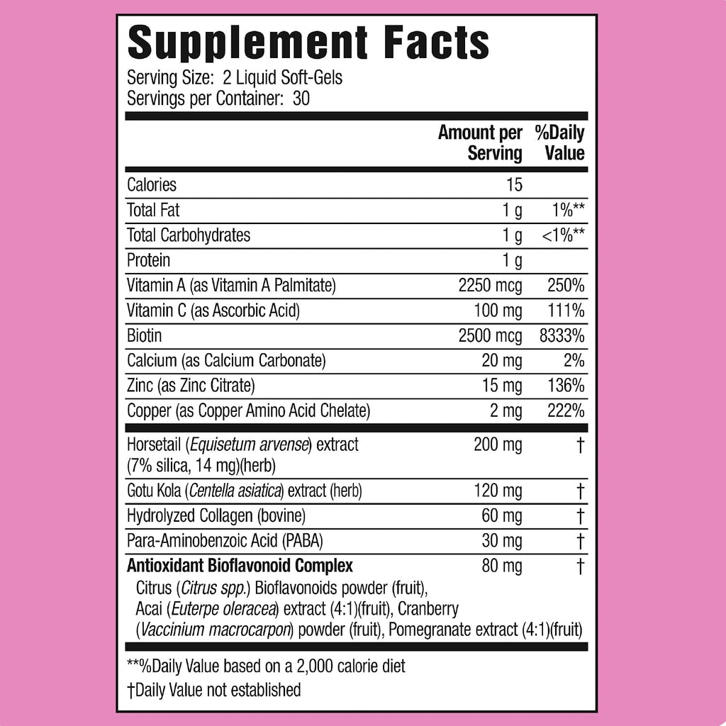 Applied Nutrition Longer Stronger Hair & Nails - Biotina, Sílice y Colágeno - 180 Cápsulas Blandas (Pack de 3)
