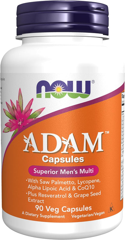NOW Foods ADAM™ Multivitamínico para Hombres – Coenzima Q10 (CoQ10): Contribuye al metabolismo energético normal, – Image 1