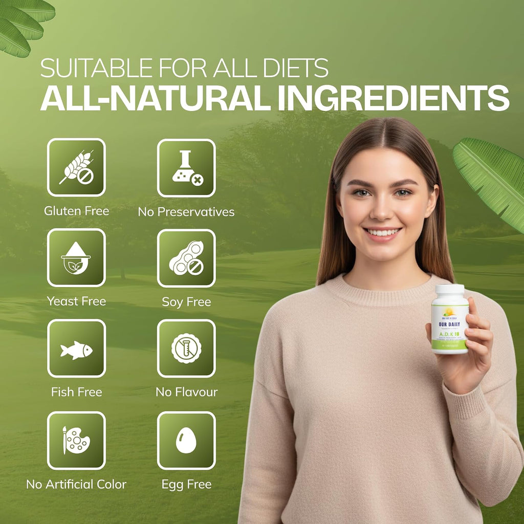 Daily Vites ADK10, Suplemento de Vitaminas A, D3 y K2-MK7, 180 Cápsulas (2 Envases de 90)