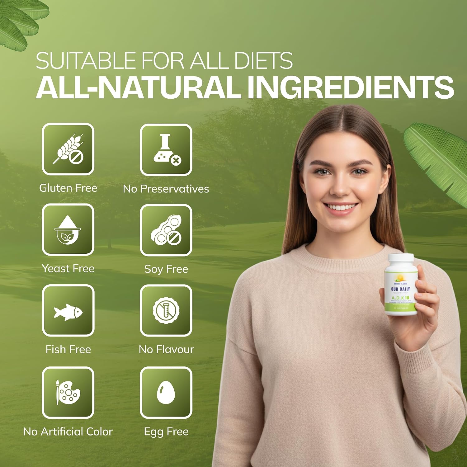Daily Vites ADK10, Suplemento de Vitaminas A, D3 y K2-MK7, 180 Cápsulas (2 Envases de 90)