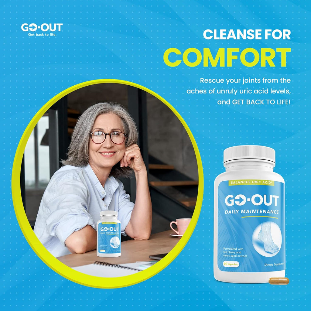 Go Out Daily Maintenance – Soporte Natural para el Ácido Úrico con Cereza Ácida y Semilla de Apio – 90 Cápsulas Veganas
