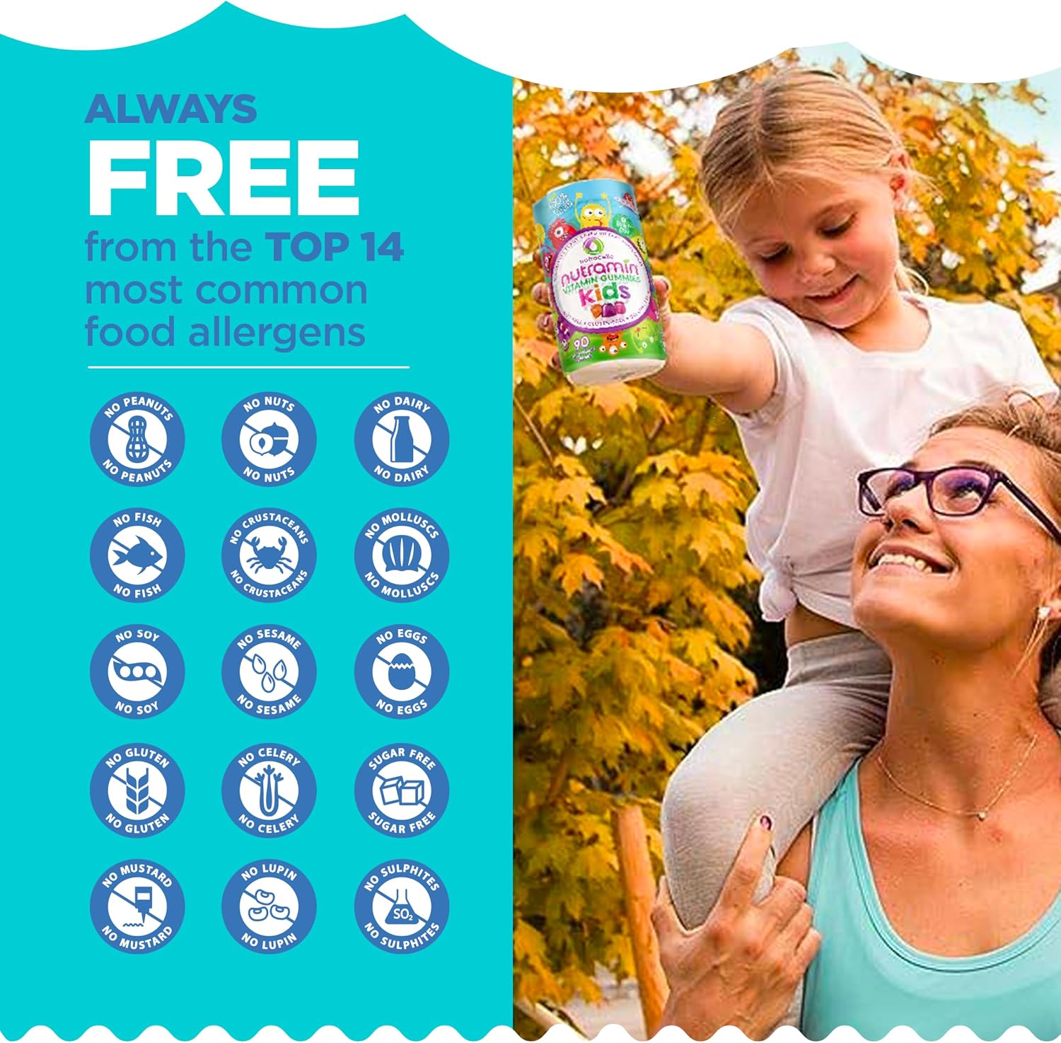 Nutracelle NUTRAMIN Multivitamínico para Niños - Sin Azúcar, Sin Alérgenos, 100% Vegano - 90 Gominolas