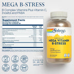 SOLARAY Mega Vitamin B-Stress - B Complex with Vitamin C, Sustained Release, 240 Tablets