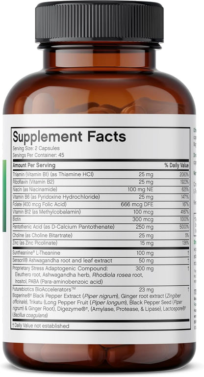 Futurebiotics StressAssist Complexo Anti-Estrés con L-teanina, Ashwagandha y Rhodiola - 90 Cápsulas Vegetarianas – Image 2