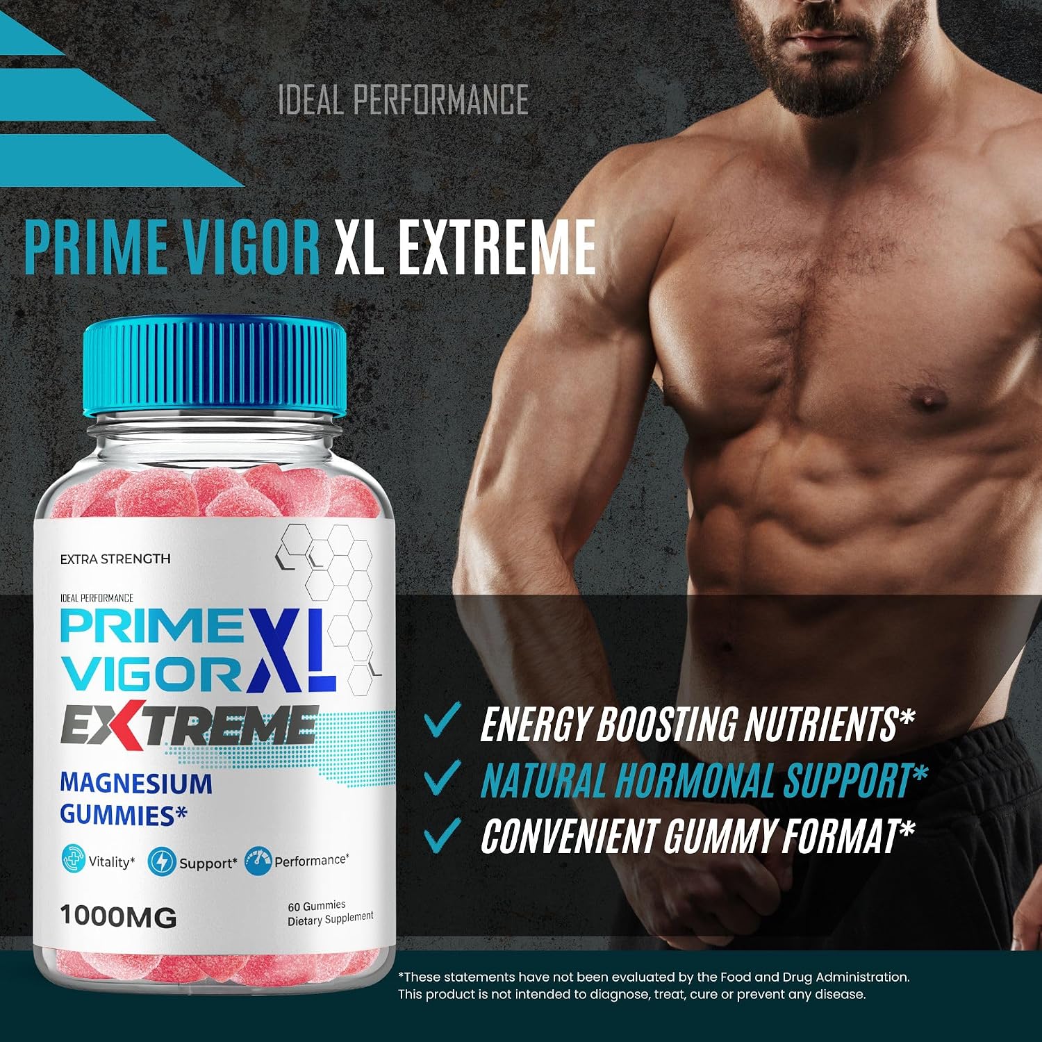 Prime Vigor XL Extreme Gummies - Suplemento en Gominolas para Hombres (3 Paquetes)