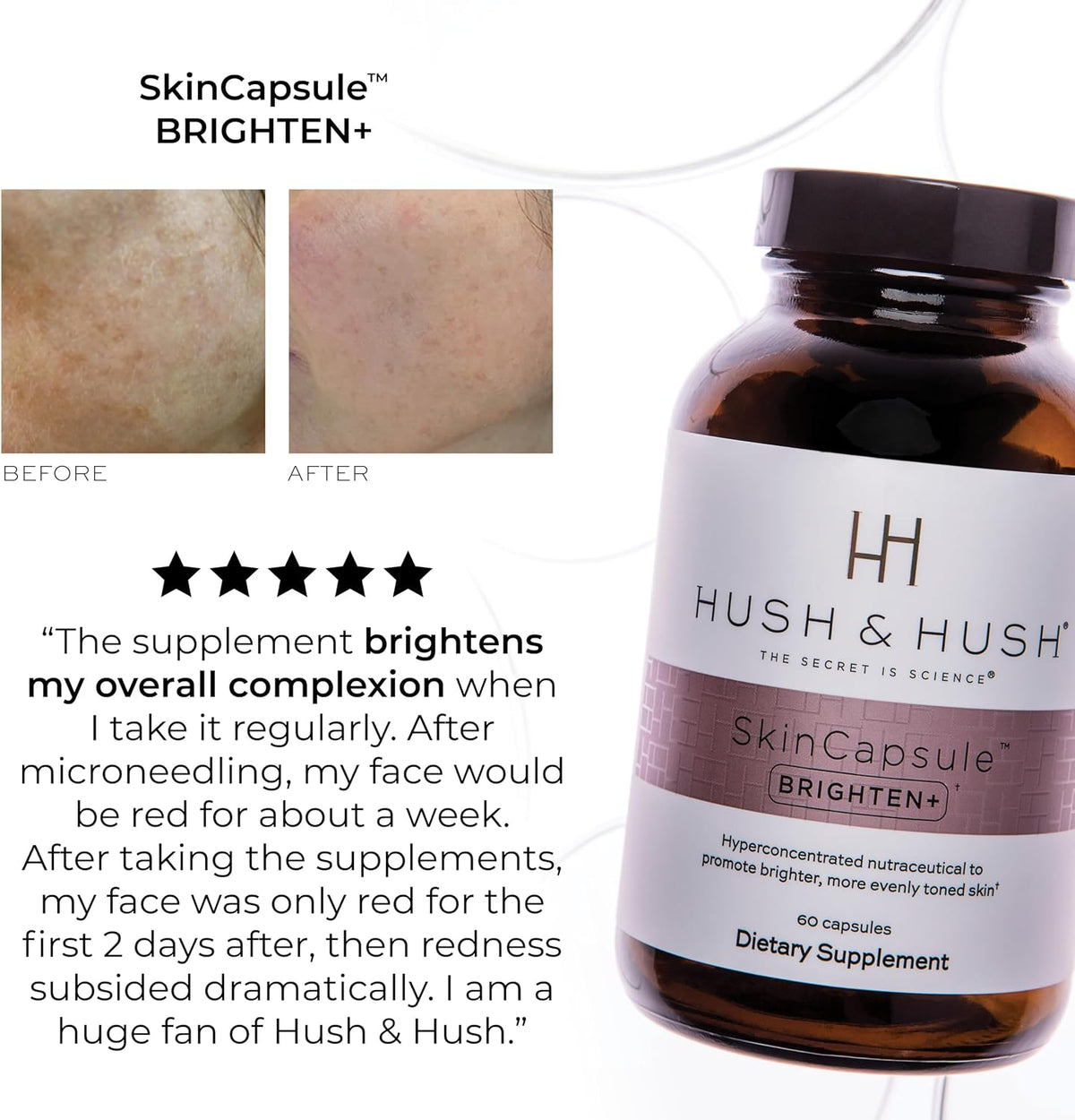 Hush & Hush Brighten+ Suplemento de Vitamina C para Piel Radiante, 60 Cápsulas – Image 5