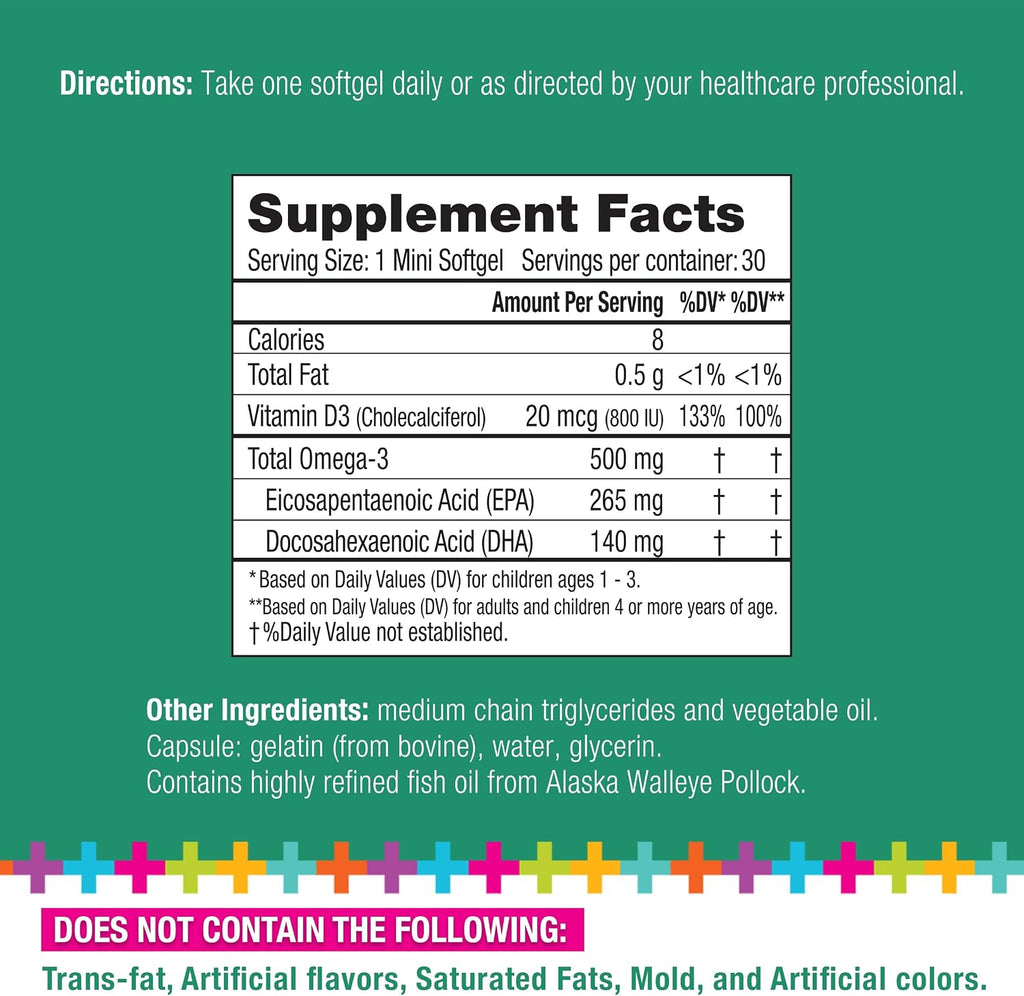 Lifetrients Learn+D — Vitamina D3 y Omega-3 para Niños — 30 Mini Softgels — Salud Ósea, Inmunidad y Nutrición Cerebral