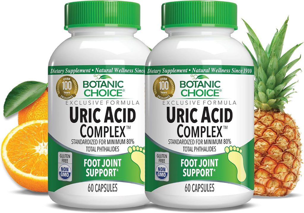 Botanic Choice Complejo Ácido Úrico para el Apoyo Articular – Alivia las Molestias con Semilla de Apio y Bromelina - 2 Unidades
