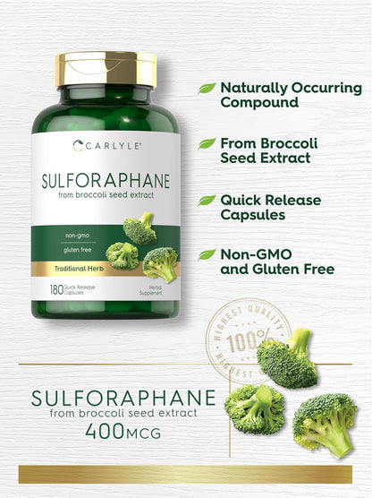 Carlyle Sulforafano 400 mcg - 180 Cápsulas – Sin aromas artificiales ni edulcorantes – Image 3