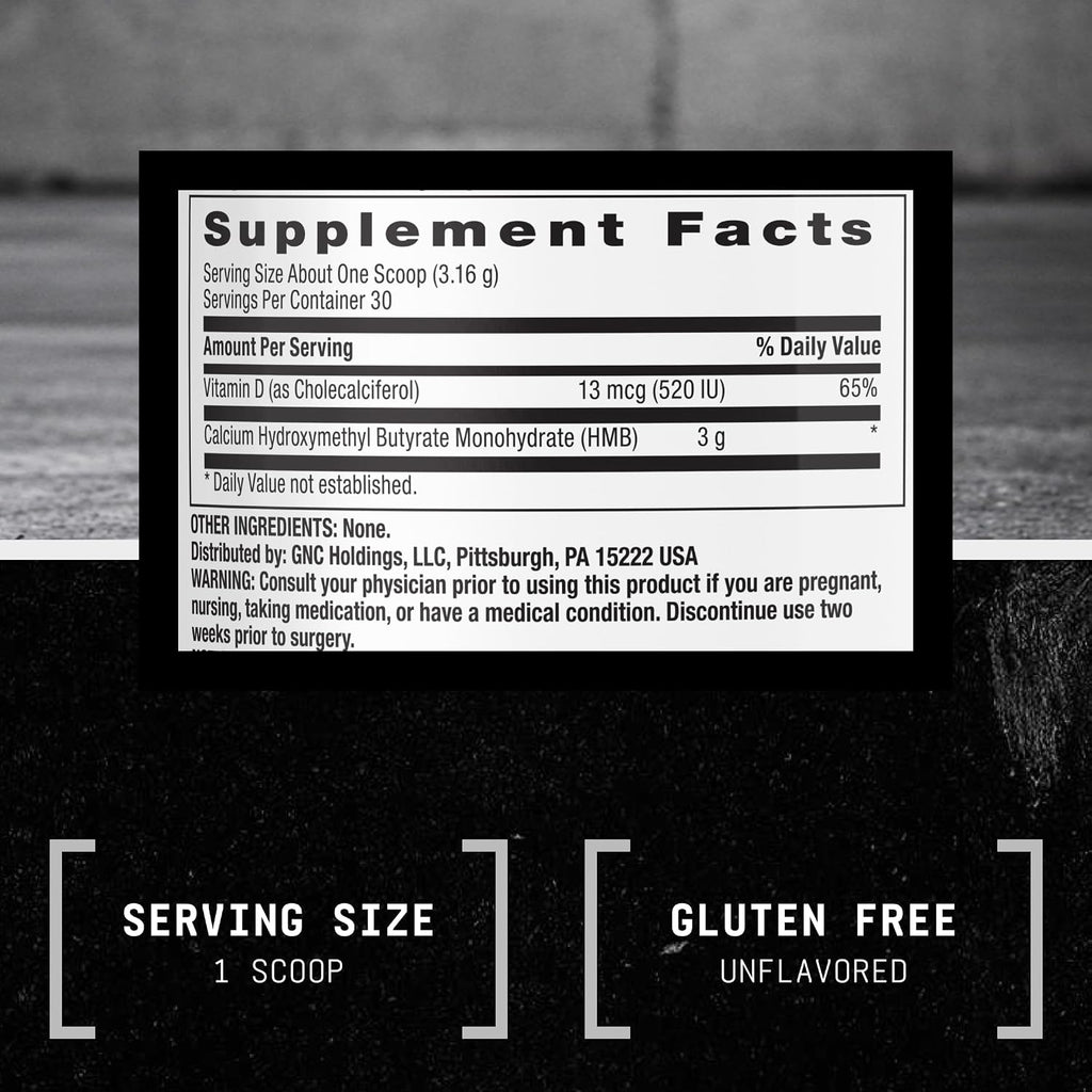 BEYOND RAW Chemistry Labs HMB Powder - Polvo de HMB para Rendimiento y Recuperación, 30 Servicios