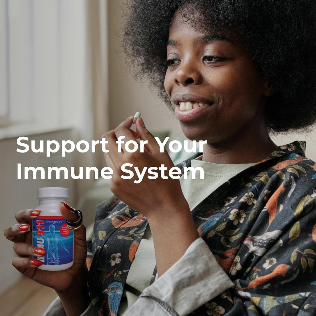 Youngevity Immu-911™ Advanced Immune - Complejo Inmunológico con Colostro, Vitamina C, Zinc, Equinácea, Astrágalo, Corteza de Pau D'Arco y 6 Hongos Micelares (60 Cápsulas)