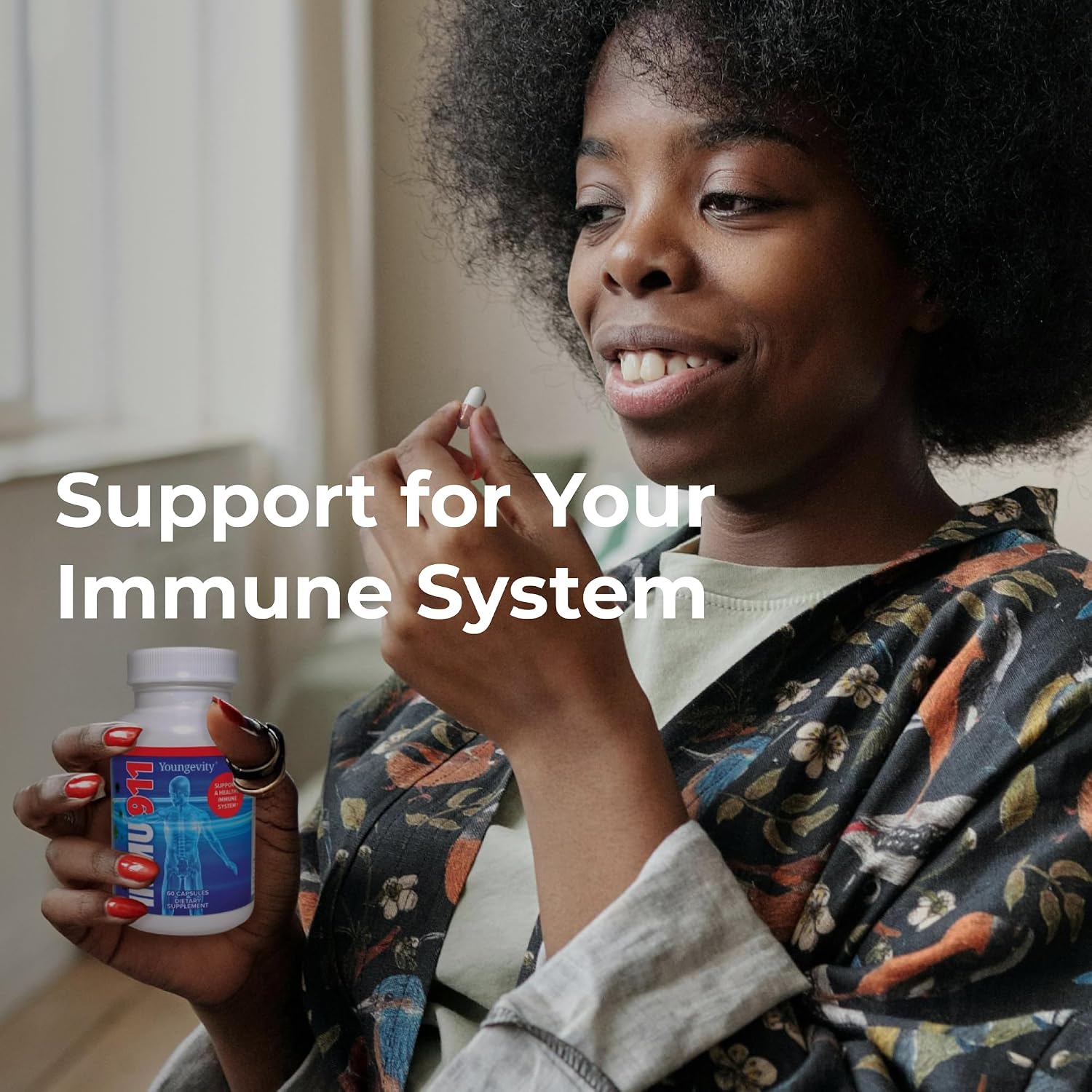 Youngevity Immu-911™ Advanced Immune - Complejo Inmunológico con Colostro, Vitamina C, Zinc, Equinácea, Astrágalo, Corteza de Pau D'Arco y 6 Hongos Micelares (60 Cápsulas)